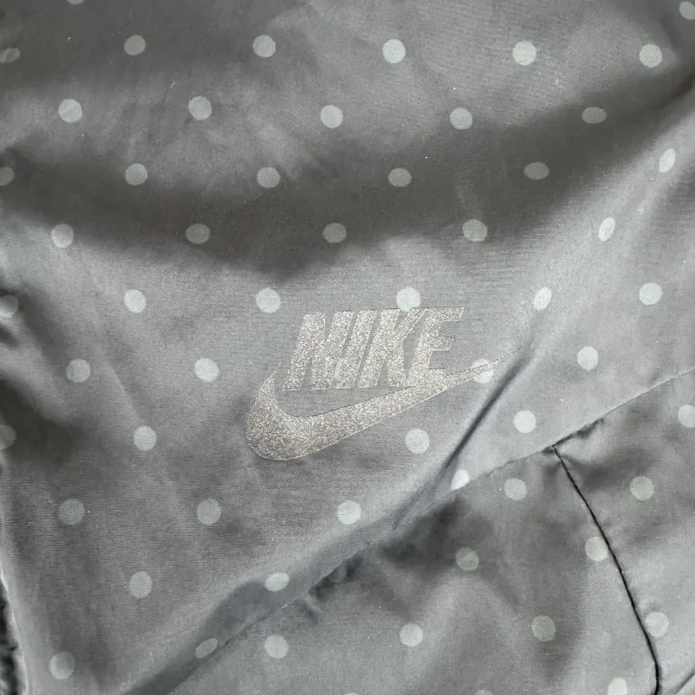 Nike Jacket Women's Large Black T/F Printed Wind‎ Runner Hooded Full Zip Active